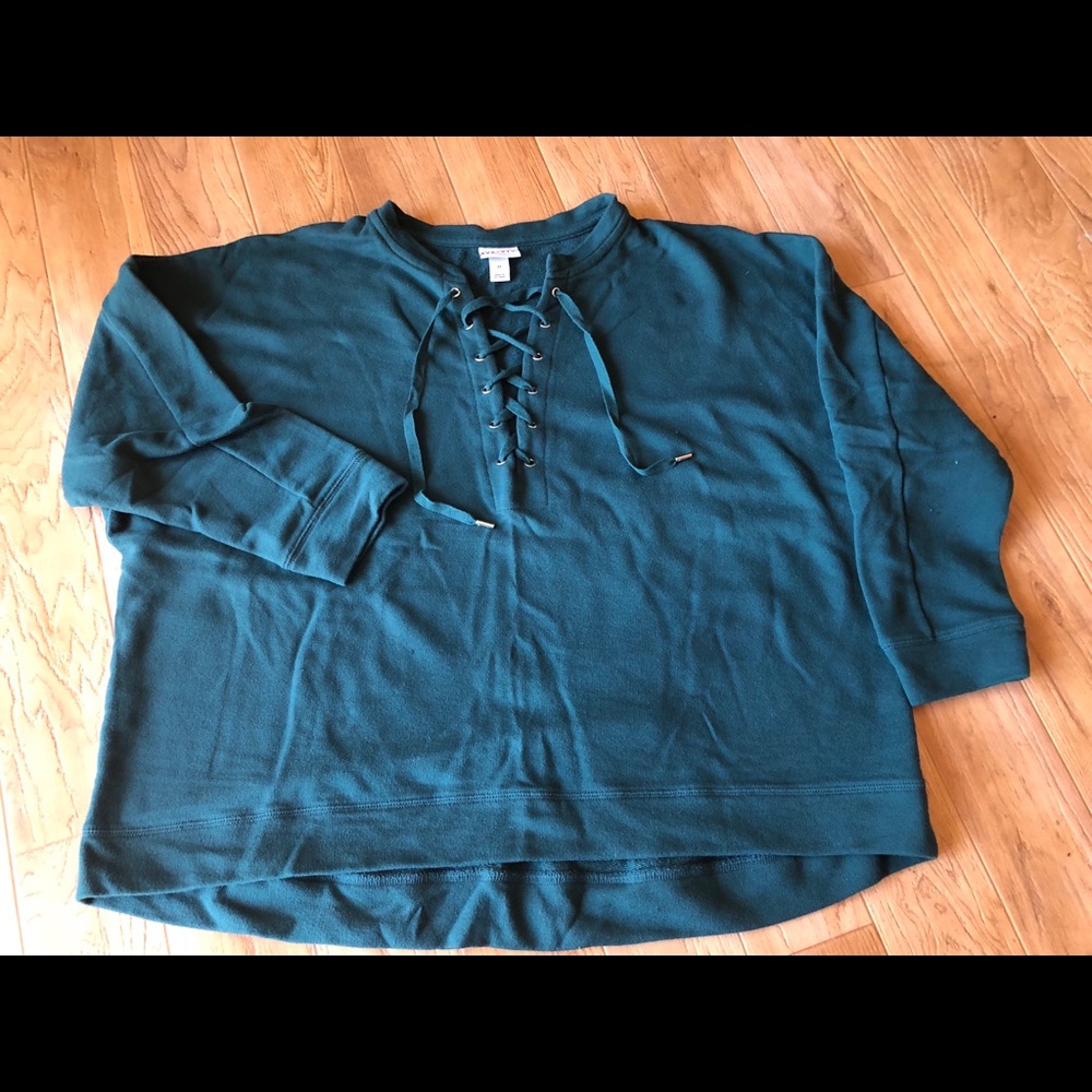 Lace-up neck sweatshirt